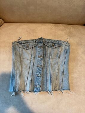 Zara Light Blue Denim Corset Top